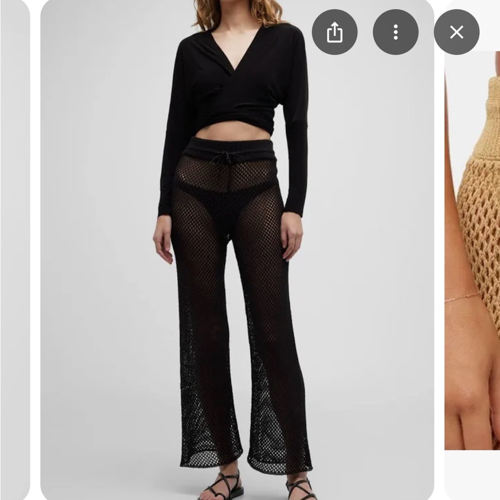 Weworewhat black crochet coverup pants, size M